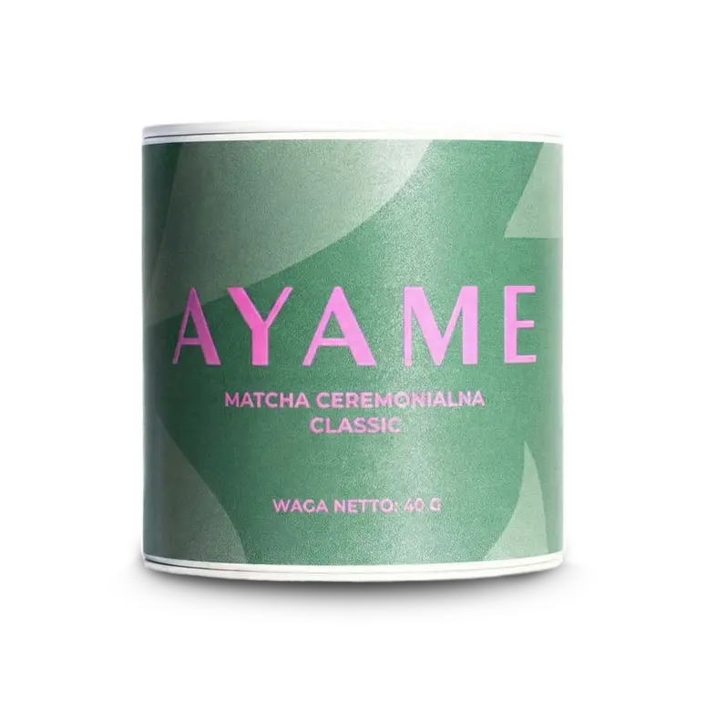 Zielona puszka Matcha Ceremonialna Classic 40g Ayame Matcha z herbatą z Uji, Kyoto.
